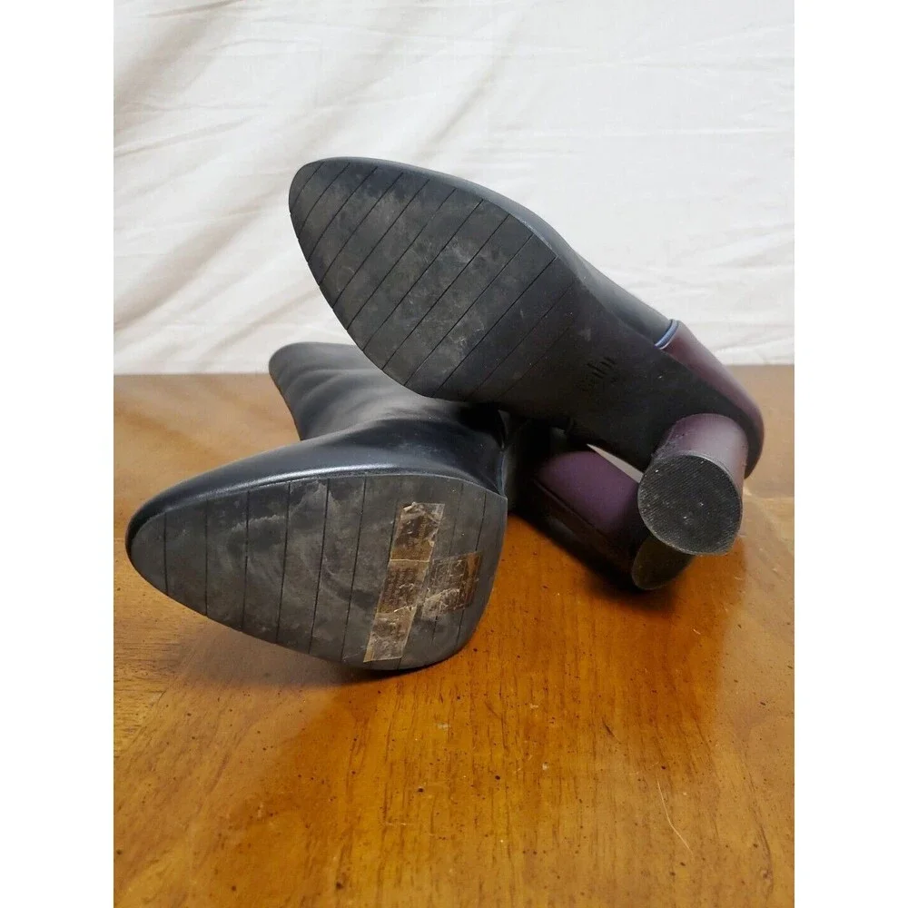 Cabi Bisset Leather Black Mulberry Color Block Booties Boots Size 10 Shoes